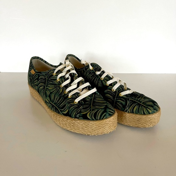 Keds Women's Green Leaf Print Sneakers - Picture 2 of 10
